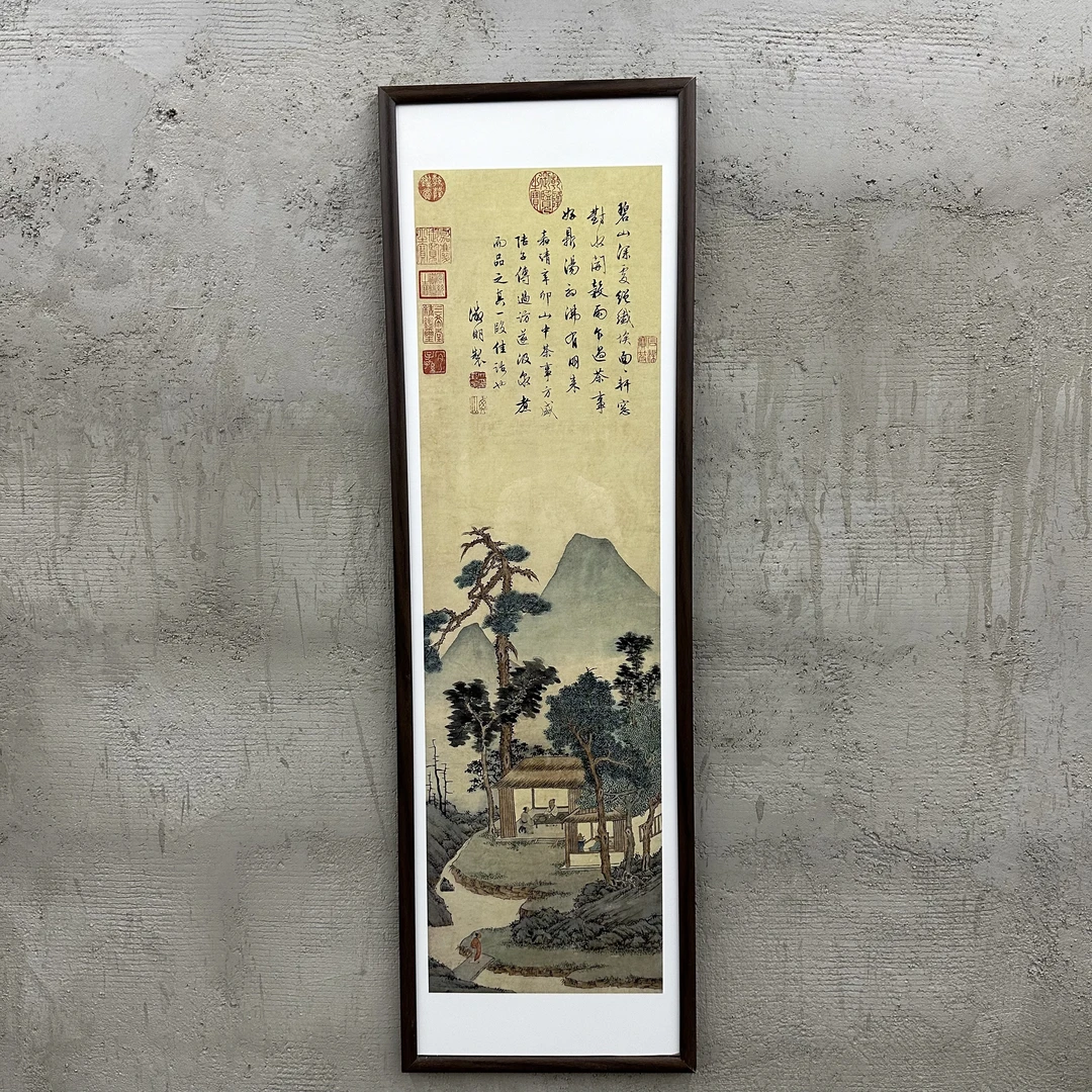 388-40*140品茶图中式装饰画实木框玄关书房茶室客厅挂画