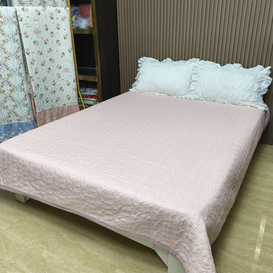 S水洗双层纱【蔷薇粉】柔软亲肤舒适可机洗直角边床品单床盖