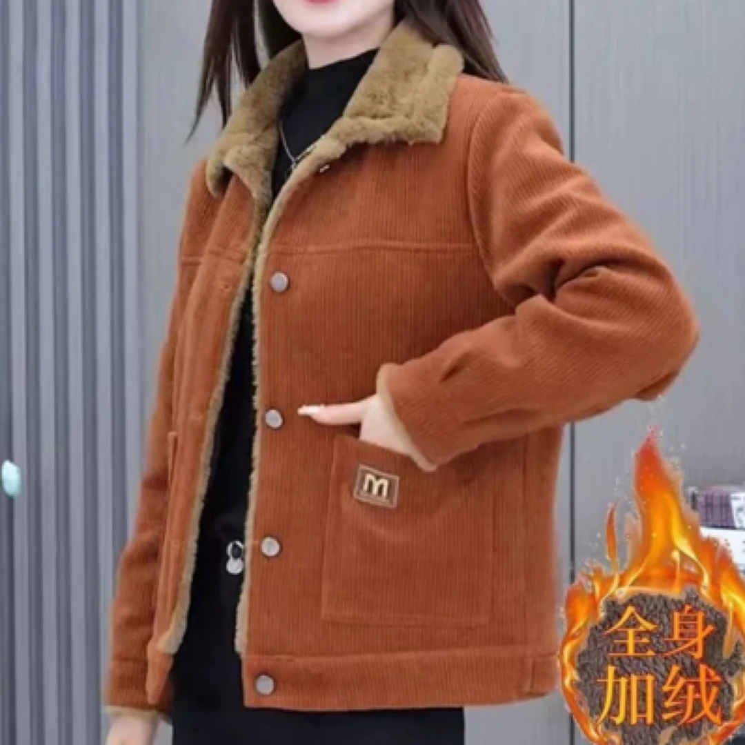 845#【衣长50】秋冬新款时尚休闲加绒加厚短款外套