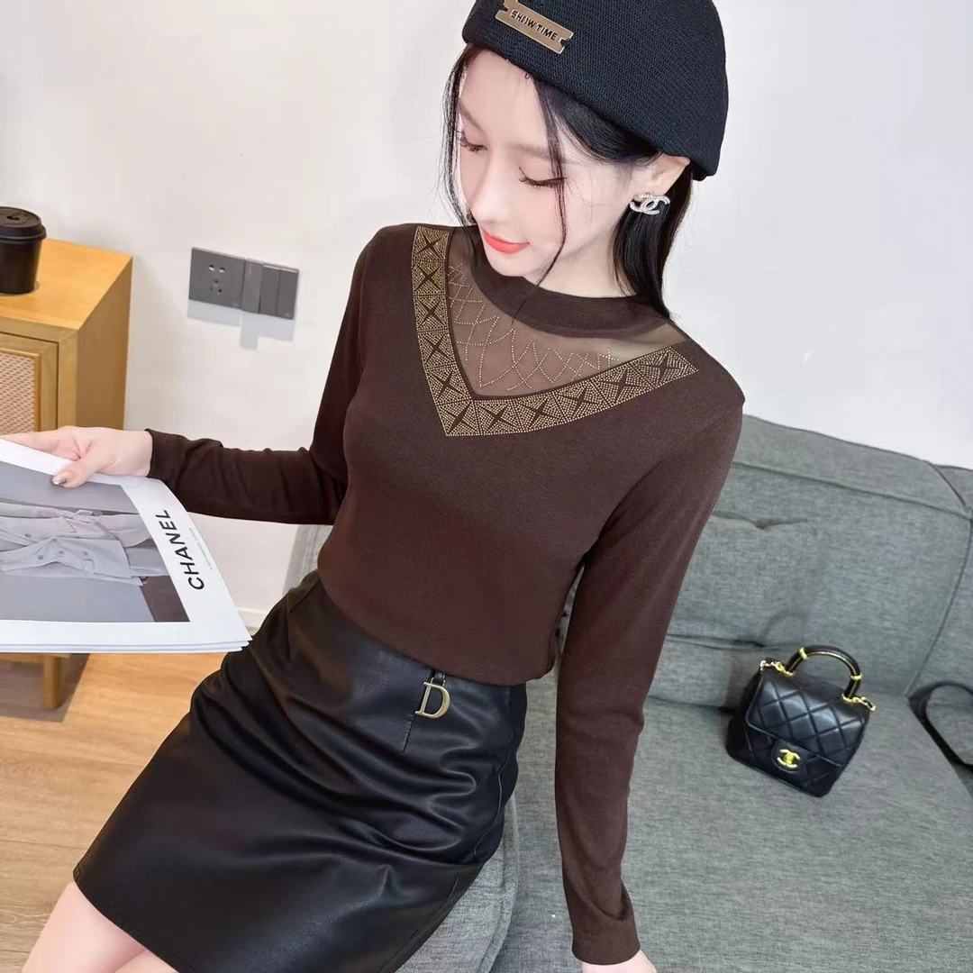 K55#【衣长52】时尚高端半高领打底衫秋装新款修身内搭小衫洋气上衣