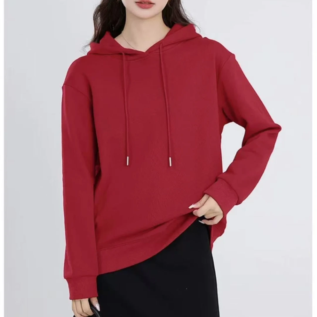 89#【衣长56】连帽外套韩系慵懒风加绒上衣连帽秋冬季卫衣