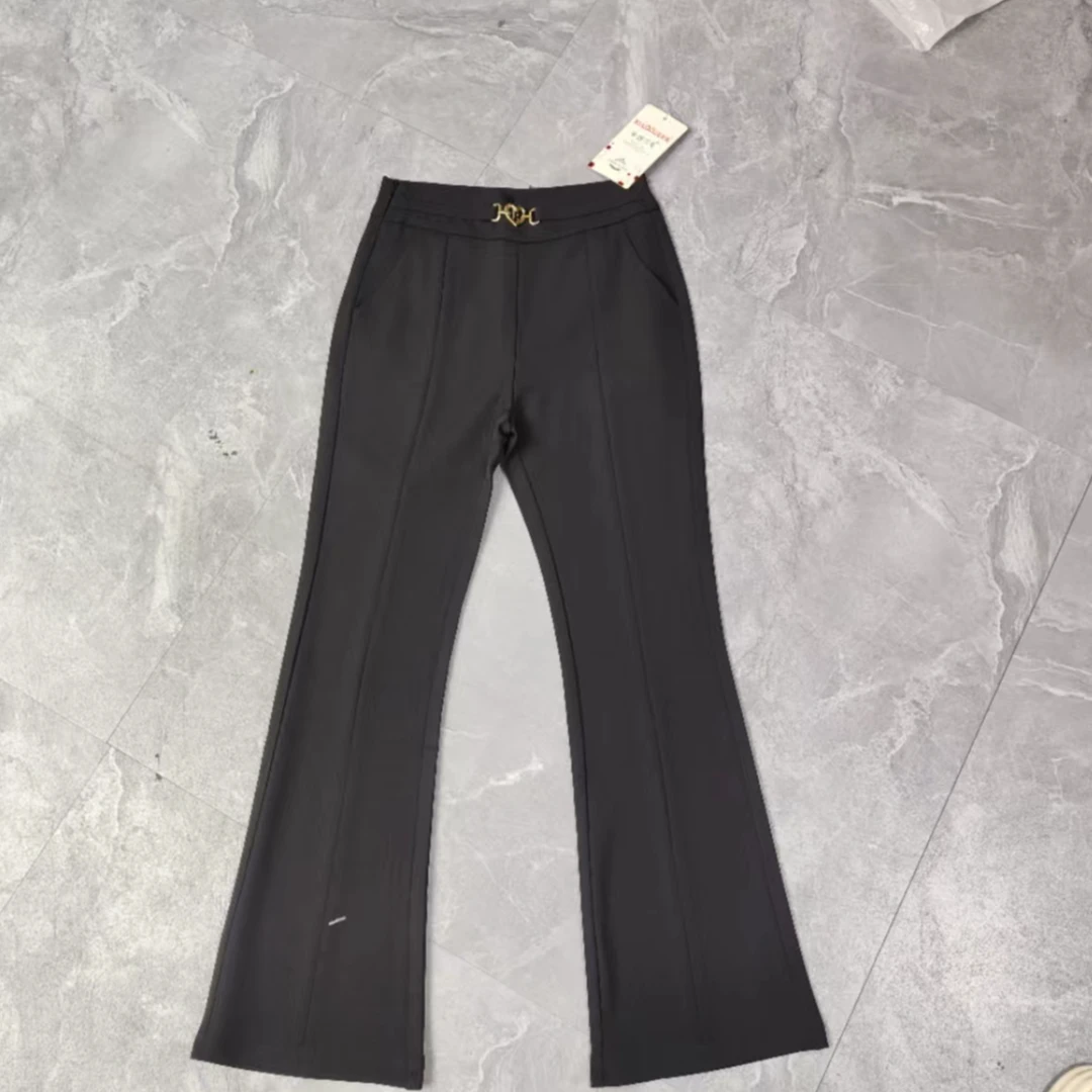 2520#【裤长98】时尚高腰显瘦夏季新款优雅气质休闲百搭微喇裤