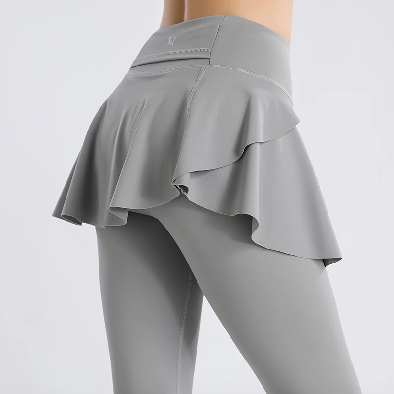 瑜伽裤女高腰提臀薄款健身裤裙夏季遮跨显瘦紧身运动长裤外穿