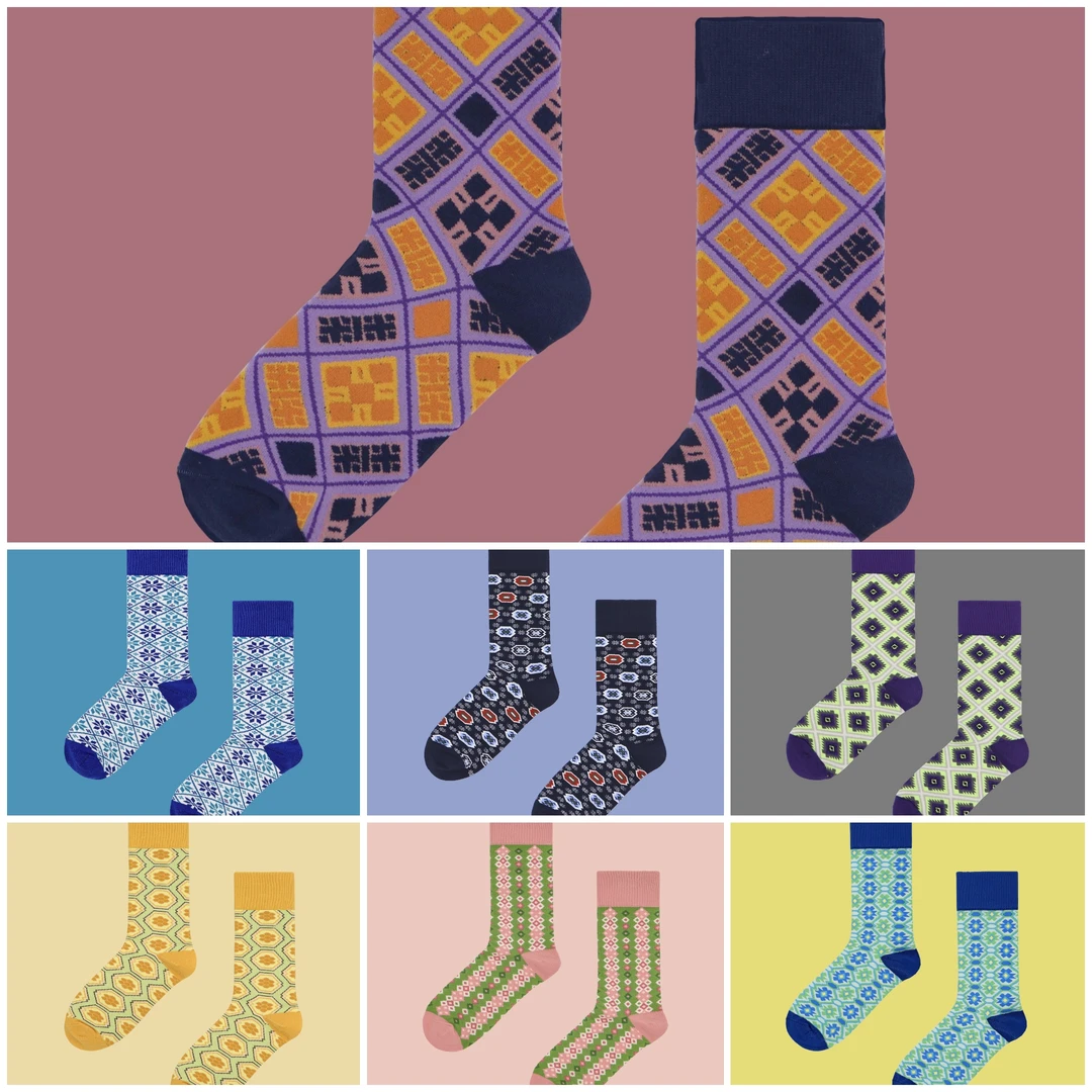 复古袜子男女同款秋冬季保暖袜情侣加厚民族风冬天棉袜中筒个性