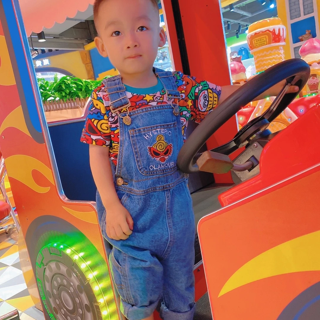 亲子款 日系潮牌 黑超背带裤牛仔工装裤 儿童奶嘴成人背带裤