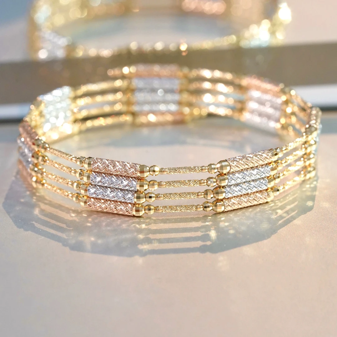 OUMU/欧慕18K金进口工艺三色磁吸项圈手链百变多样精致气质轻奢