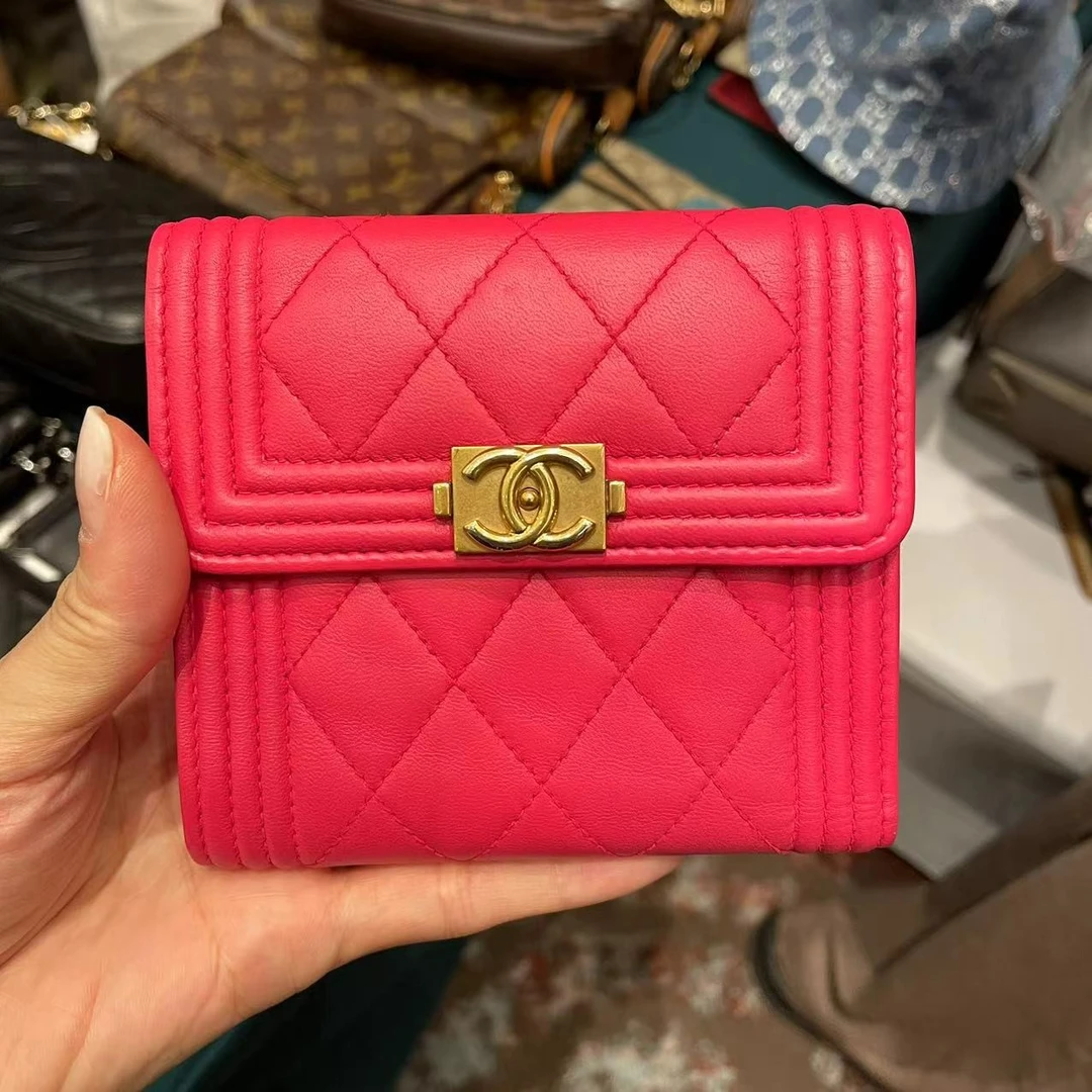 95新 Chanel/香奈儿  红金菱格纹卡包