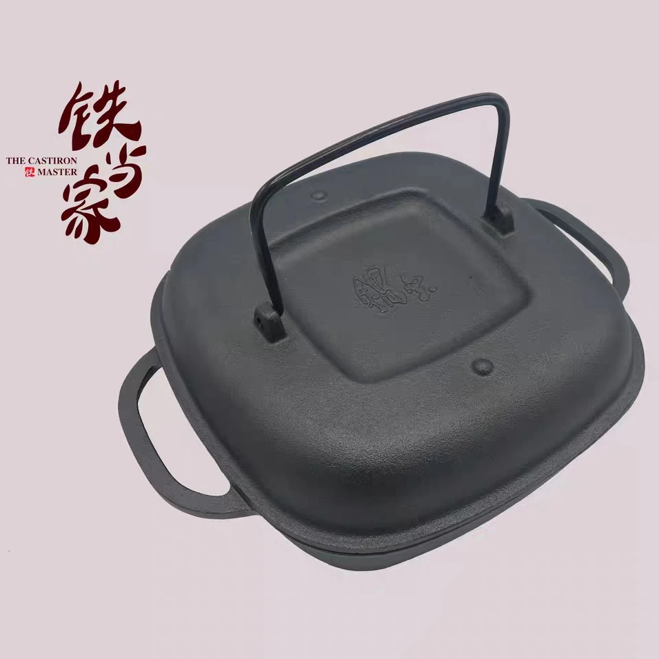 铸铁烤红薯锅方形25CM手工韩式烹饪铸铁锅多用烤红薯土豆玉米鸡翅