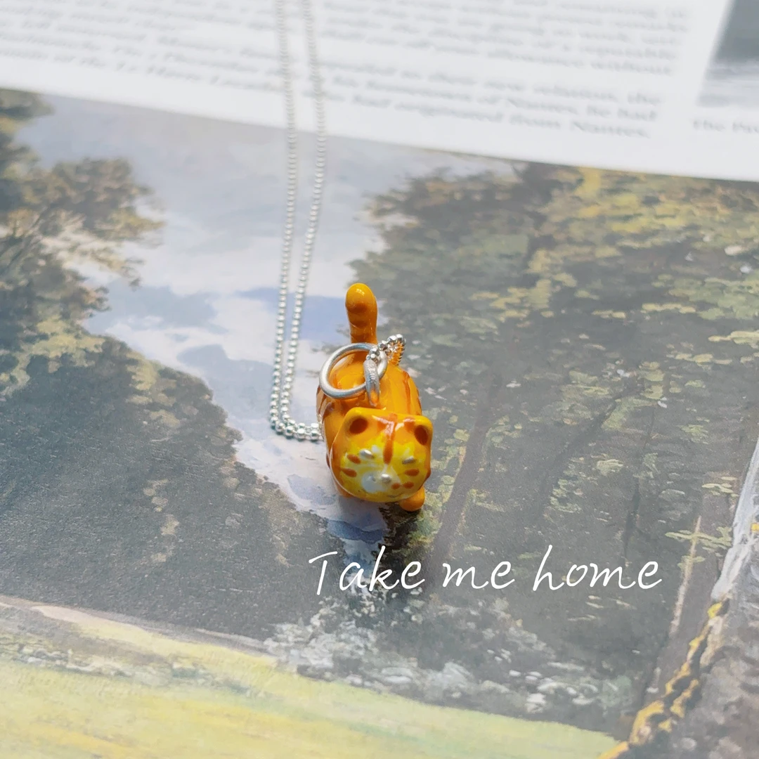 吊坠足银 足银橘猫吊坠