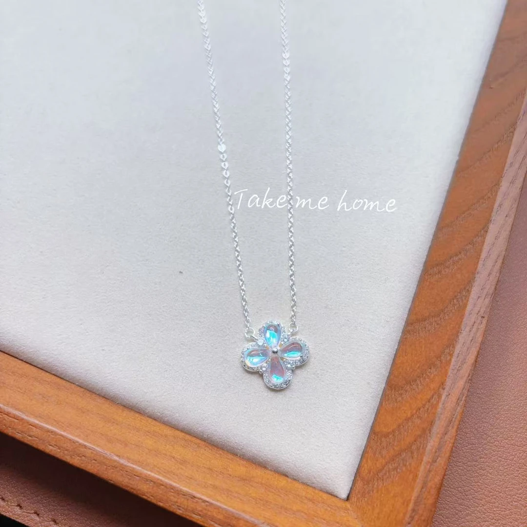 坠链均925银 月光四叶草纯银项链 CYX005