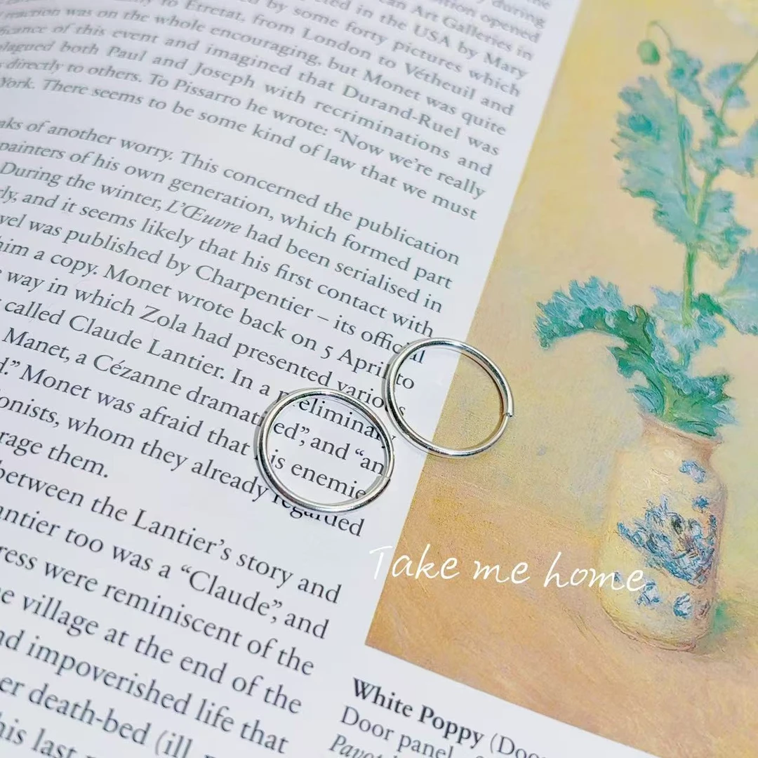 925银耳饰 纯素纯银耳圈