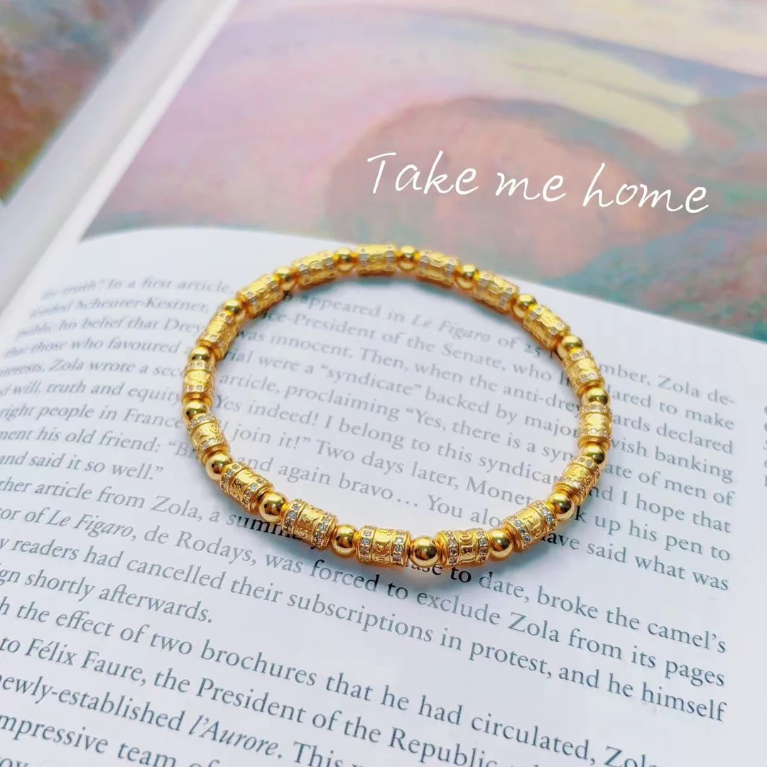 925银手链 六字箴言古法工艺银手串