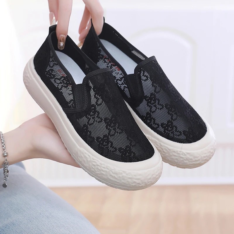 2024夏季新款网面平底时尚百搭渔夫鞋薄款透气舒适休闲乐福鞋女鞋