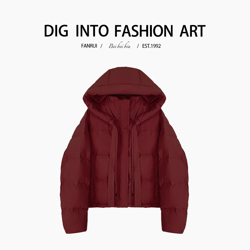FANRUI/泛芮「绒语轻轻 」简约抽绳保暖羽绒服女鸭绒外套B13111