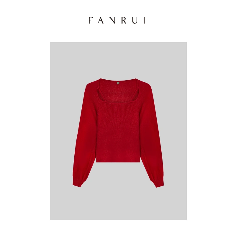 泛芮【绯衣调】设计感简约圆领织舒宽松秋冬针织衫女B7782