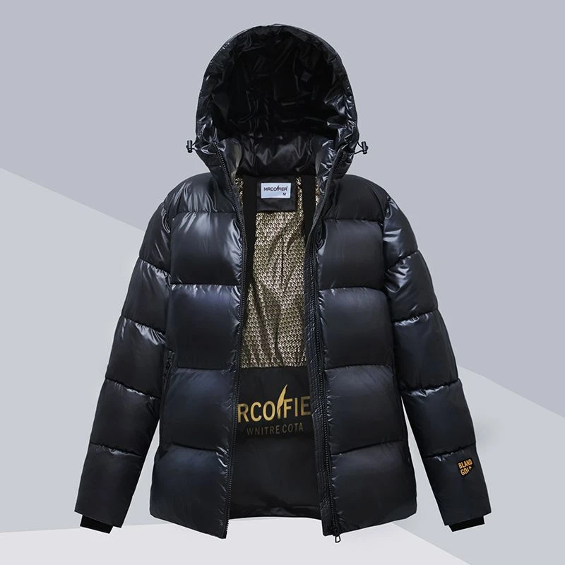 新款黑金情侣短款羽绒服棉服男女2023新款时尚显瘦短款连帽冬季加