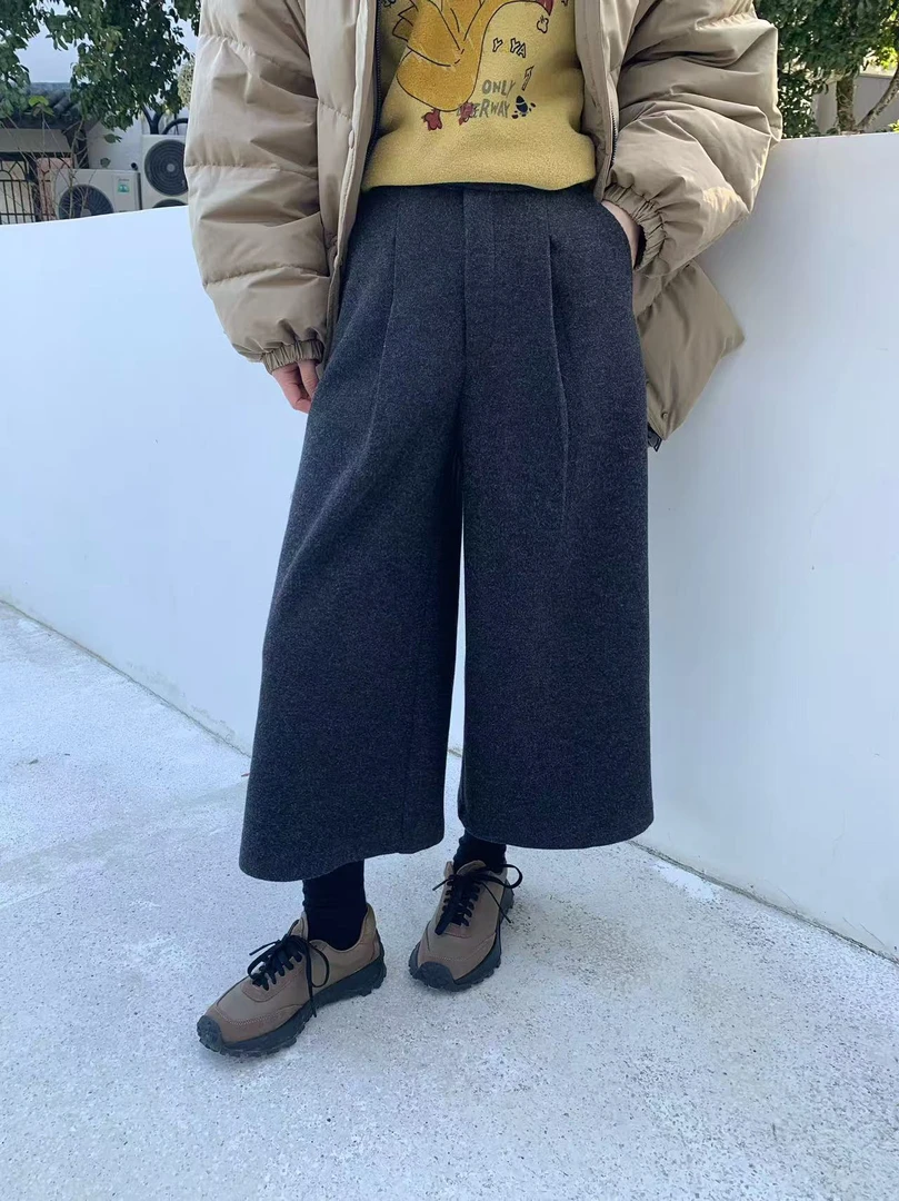 恩熙·松弛感保暖加绒休闲阔腿裤8582