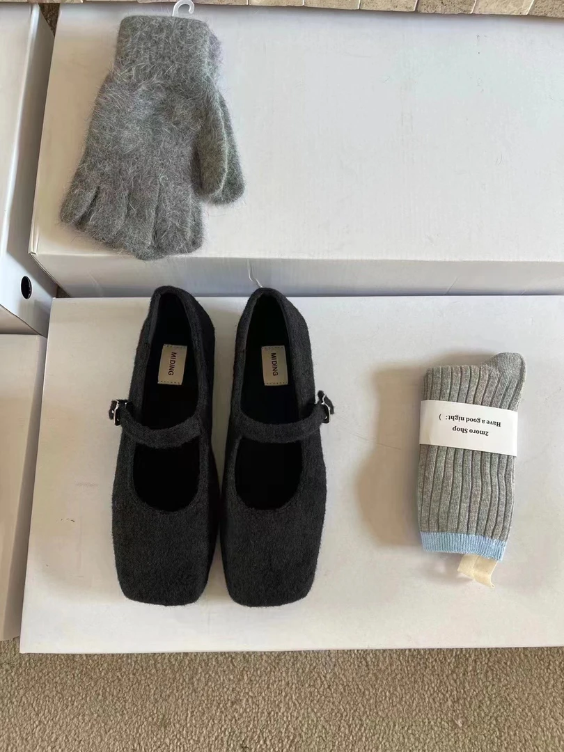 恩熙家的秋冬复古方头玛丽珍平底鞋1588-2