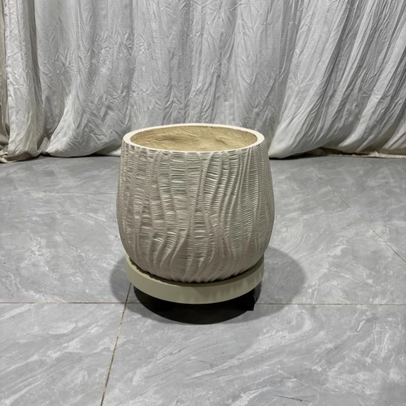 网红圆形方型水泥花盆镁泥氧化镁盆绿植盆栽简约阳台客厅落地创意