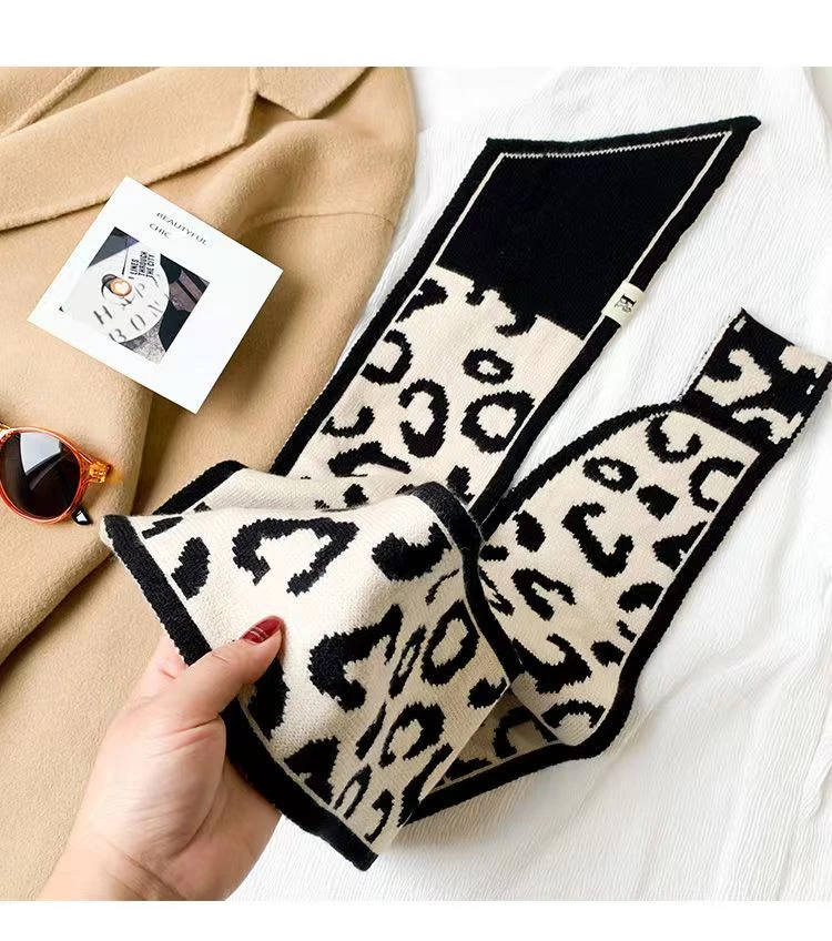 【粉丝专享】豹纹韩版百搭小围巾女秋冬季保暖护颈脖懒人针织围脖