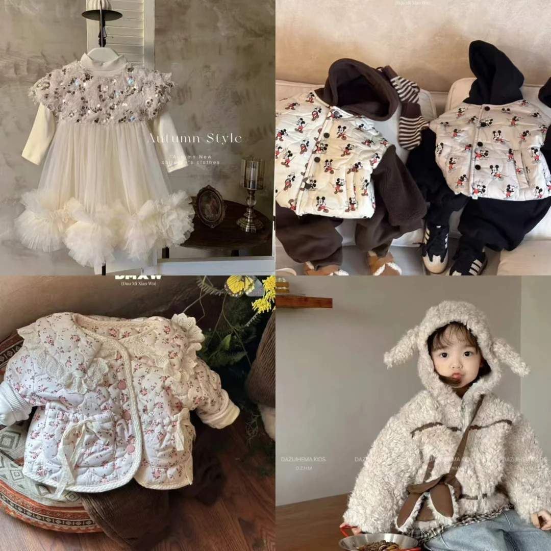 6198绿色棉服女童冬装洋气棉外套秋冬儿童加绒加厚潮