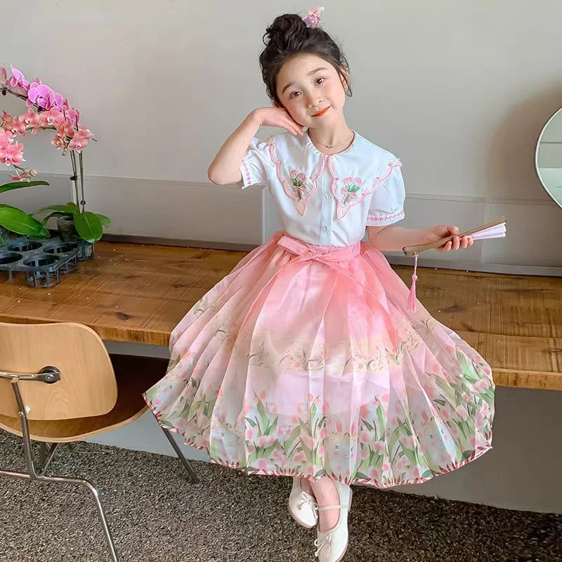 6620夏季短袖马面裙套装女童儿童国风汉服