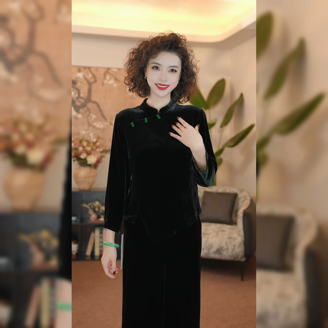 【牡丹亭】满分桑蚕丝新中式国风斜襟立领三喜上衣SY1022