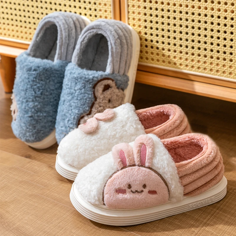 包跟棉拖鞋女冬季室内防滑家居家用可爱情侣拖鞋厚底保暖毛绒男冬