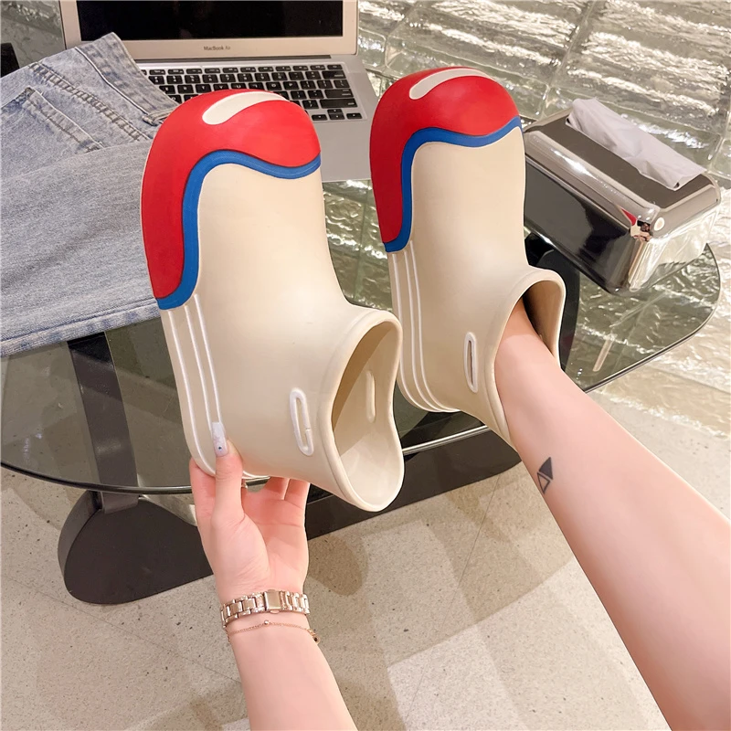 雨鞋开口笑学院风春夏新款防水防滑时尚短筒女士网红爆款厚底雨靴