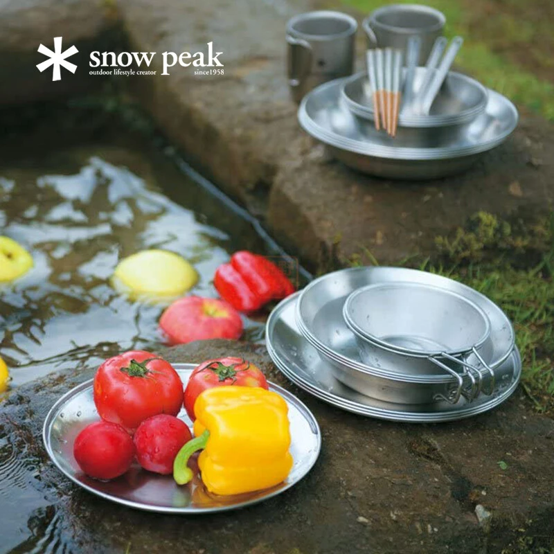 snowpeak雪峰户外不锈钢餐盘碗四件套单碗盘装自驾露营野炊餐具