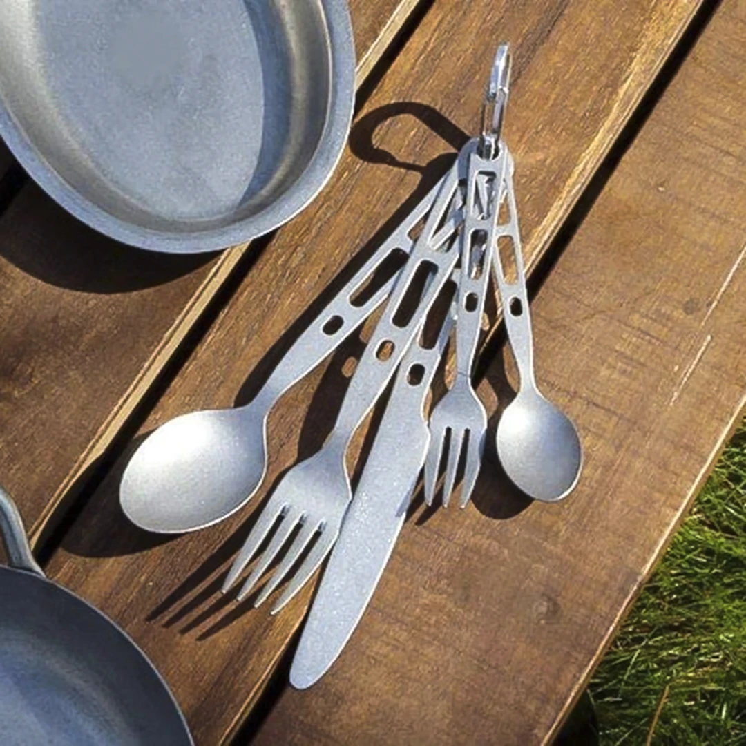青芳aoyoshi 餐具5件套带登山扣复古户外露营刀叉勺