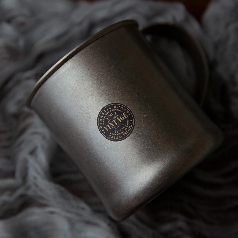 正品日本青芳不锈钢户外马克杯水杯茶杯咖啡杯复古做旧磨砂精致