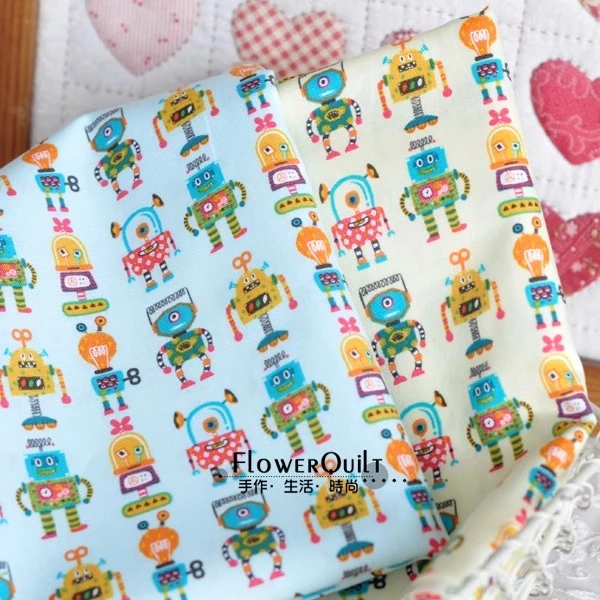 清仓韩国进口印花布组---百变机器人