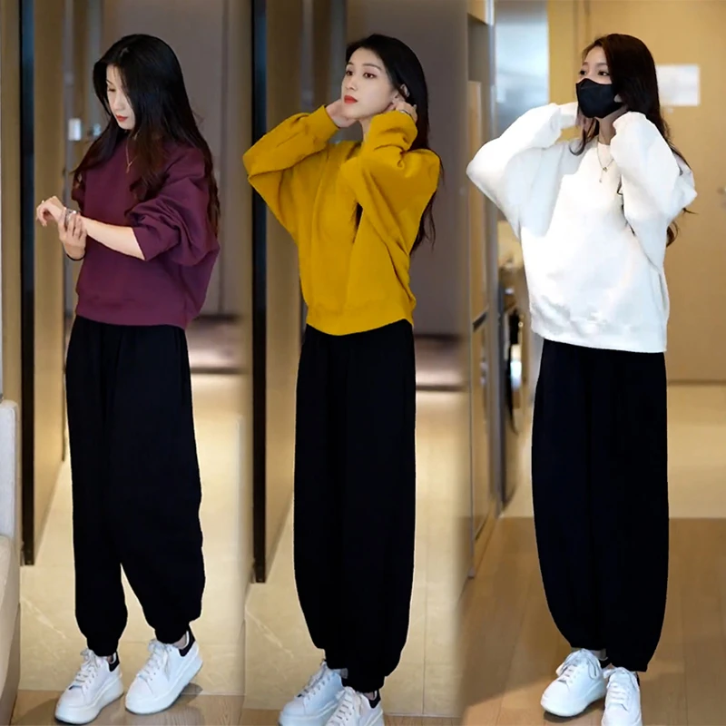 时尚套装女2024秋季新款时髦洋气宽松套头卫衣休闲裤运动两件套潮