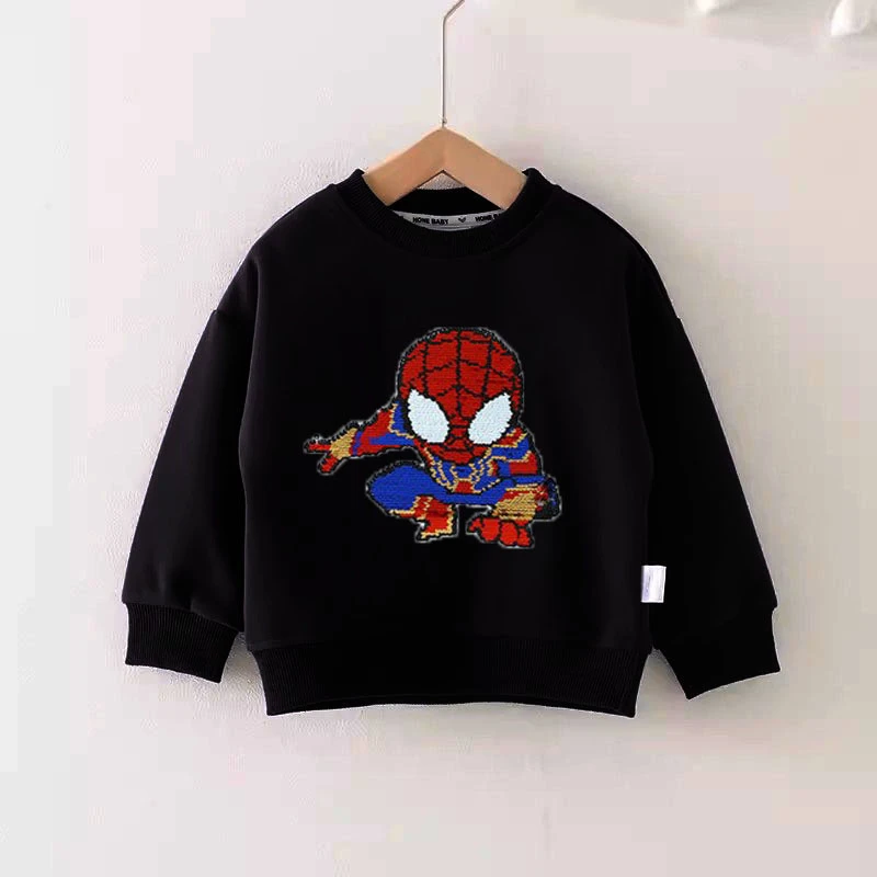 男童春秋卫衣2024新款翻转珠片变颜色蜘蛛侠卫衣儿童卡通长袖卫衣