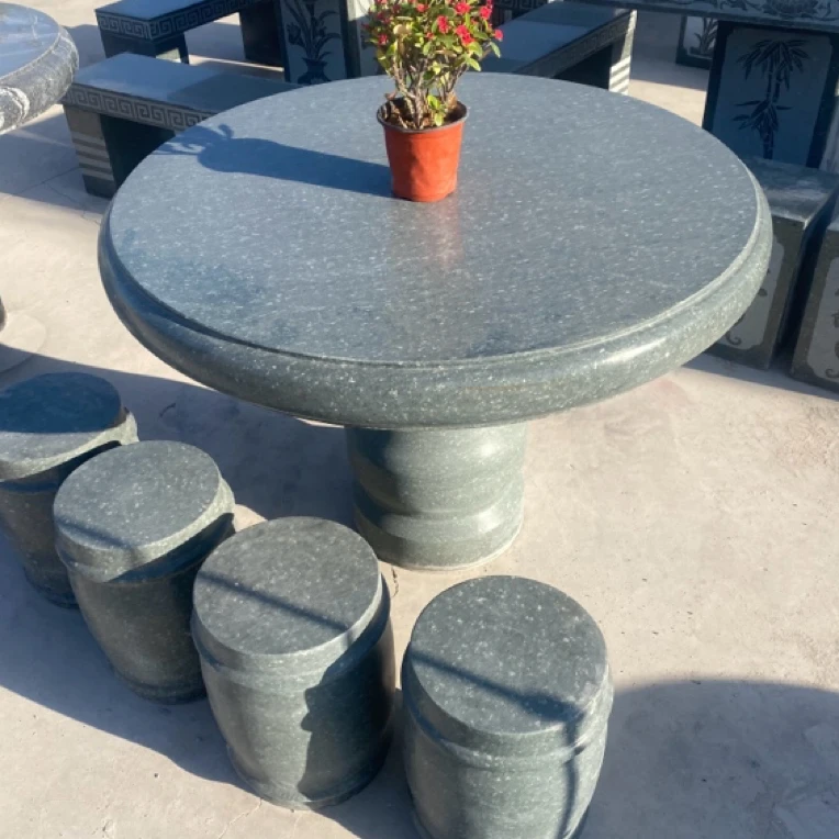 石桌石凳户外花园庭院一套天然大理石桌椅别墅花岗岩室外石头桌子