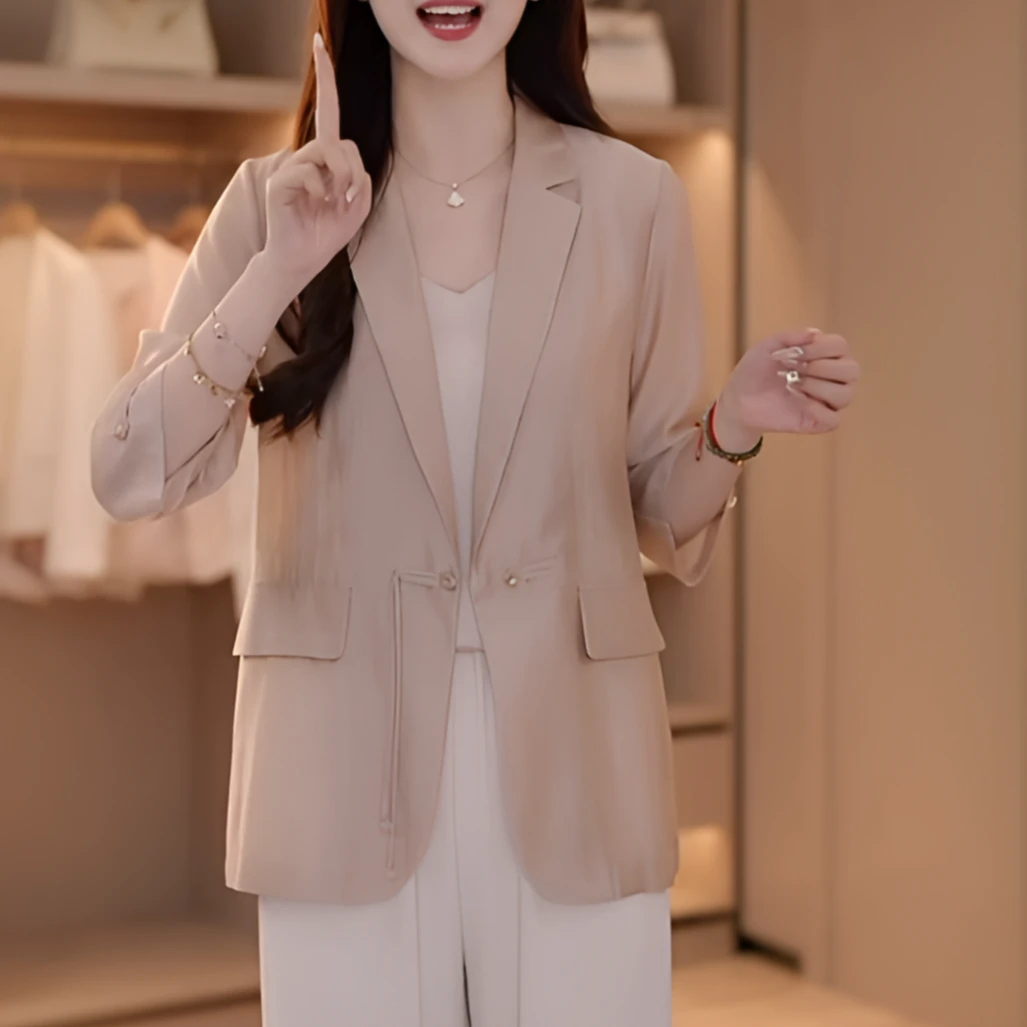 高级感天丝西装外套女夏季轻薄2025新款时尚气质时尚防晒西服外套