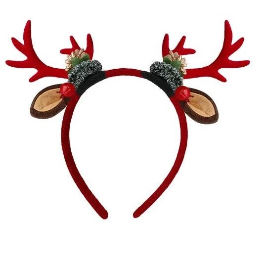 鹿角头饰圣诞节装饰发箍女2024新款发夹发饰毛绒头箍红色发卡