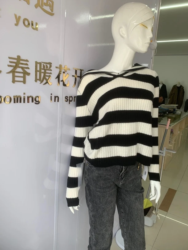 秋冬新款韩版条纹针织羊毛衫百搭早秋