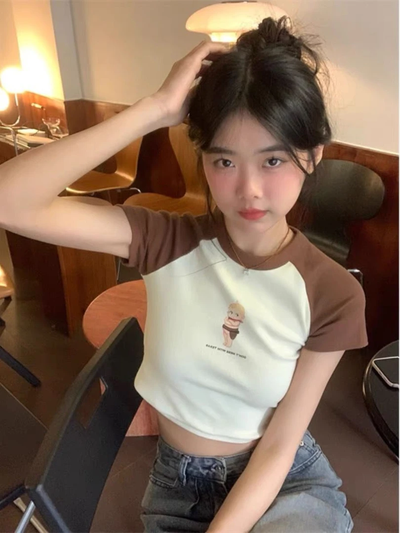 慧儿慧优选 夏季新款修身短袖T恤 娃娃图案