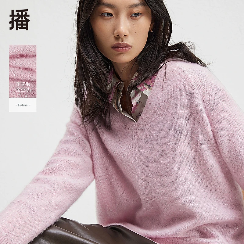 播时尚V领修饰脖颈毛衫BDR4SD3856