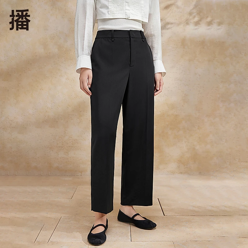 播简约宽边腰头休闲裤BDR2KD1028垂感直筒裤