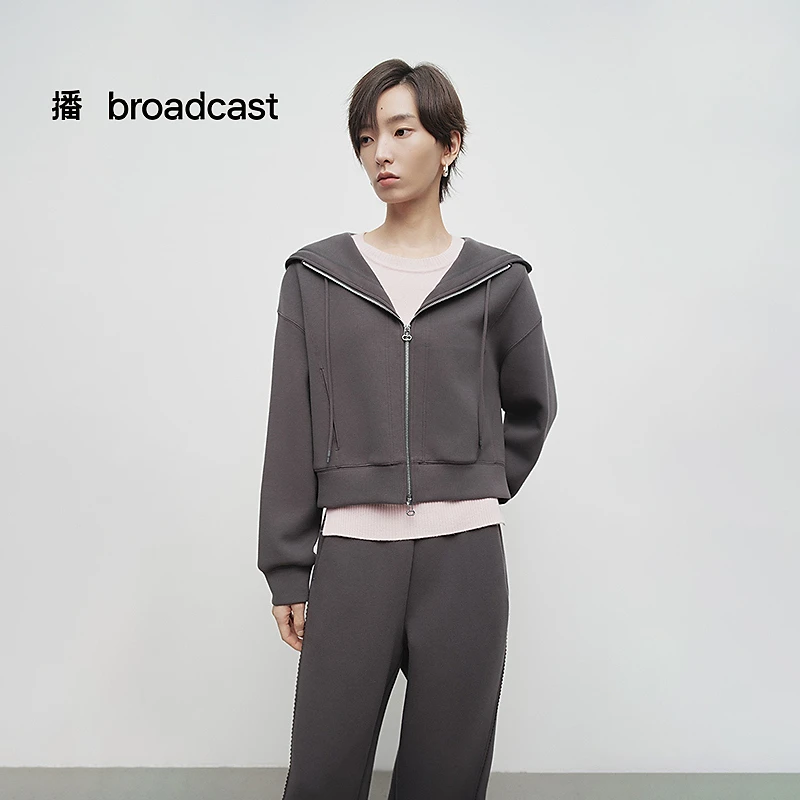 【商场同款】【欧若风】播时尚简约飘带连帽领外套BDS1WD1599