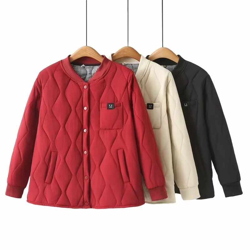 卡洛町大码女装110-200斤冬季新款时尚休闲保暖百搭笑脸标棉服070