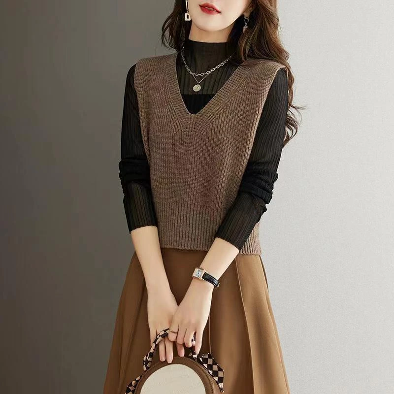 清仓外穿捡漏~专柜针织衫马甲你背心秋新款v领短款马甲叠穿打底衫