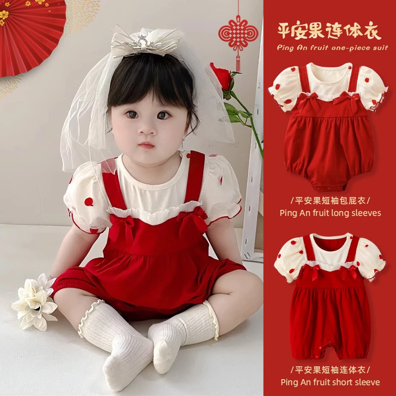 婴儿衣服夏季女孩公主连体衣满月百天宝宝一周岁礼服薄款洋气哈衣