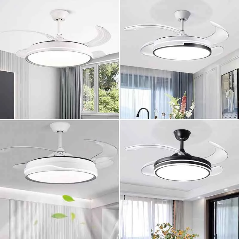 现代简约变频隐形风扇灯纯铜电机客厅餐厅吊扇灯一体静音卧室灯