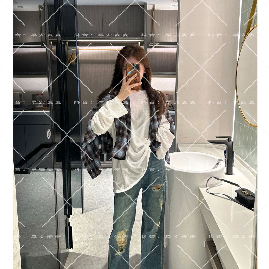 M·W STUDIO 【内搭伴侣】纯色打底T恤长袖宽松休闲 2024秋季新款