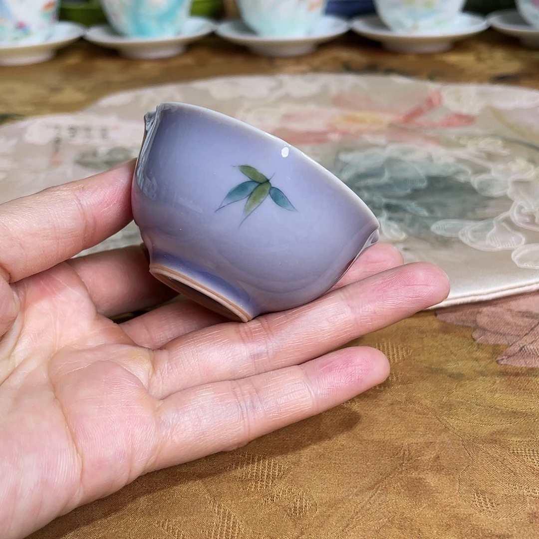 【闪购商品】瓷片手绘竹花花口杯。。。