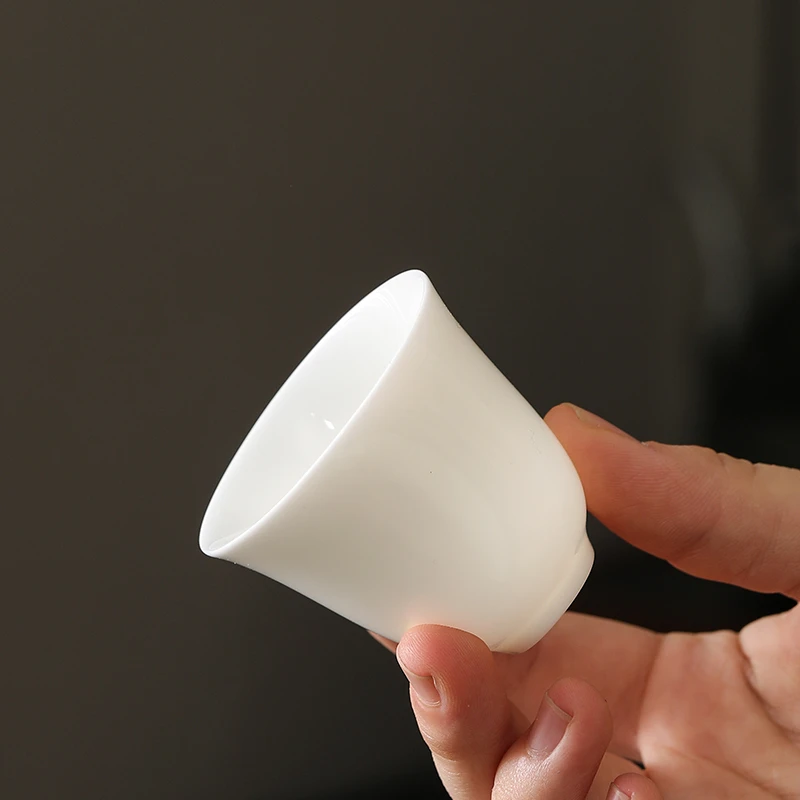 羊脂玉瓷主人杯陶瓷单色釉品茗杯中式简约功夫茶具小茶杯茶盏单杯